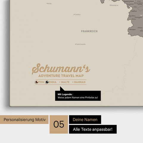 Benelux Push Pin Map TRAVEL® (Pinboard) – Warmgray