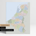 Neutrale Standard Ausführung der detaillierten politischen Benelux-Karte als Pinnwand Leinwand in Multicolor Grau ohne Personalisierung
