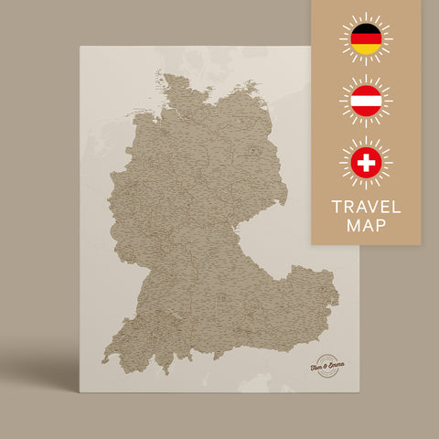 Kollektion DACH Landkarten als Pinn-Leinwand mit Personalisierung