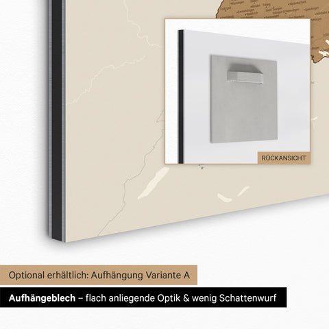 Aufhängeblech für magnetische DACH-Karte zur einfachen Wandmontage für eine flach anliegende Optik