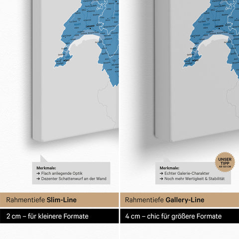 DACH Region Map TRAVEL® Push Pin Canvas – Ocean Blue