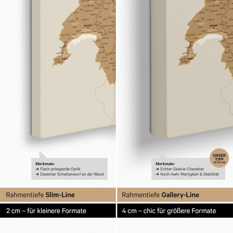 DACH Region Map TRAVEL® Push Pin Canvas – Bronze