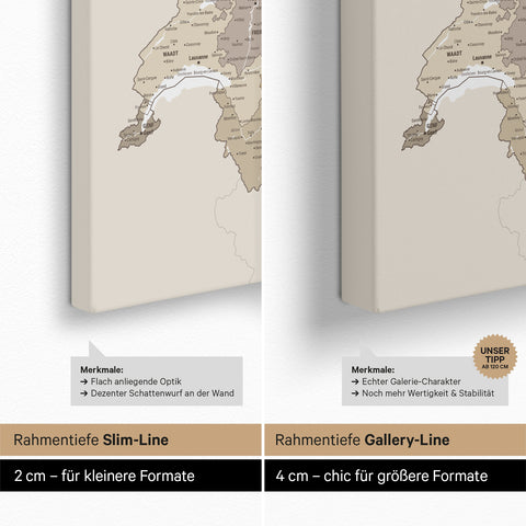 DACH Region Map TRAVEL® Push Pin Canvas – Multicolor Beige