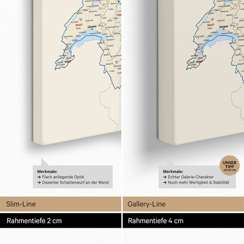 DACH Region Map TRAVEL® Push Pin Canvas – Multicolor Classic