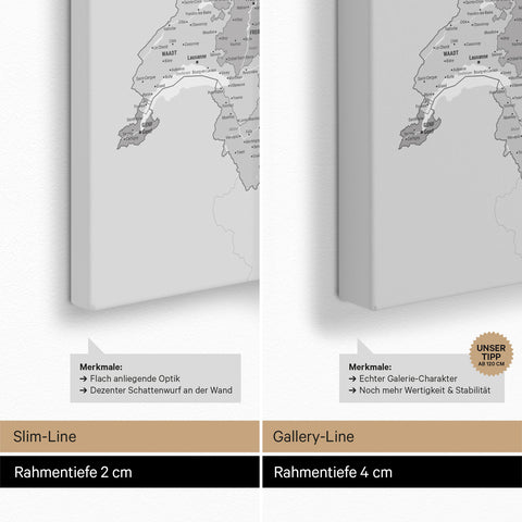 DACH Region Map TRAVEL® Push Pin Canvas – Multicolor Gray