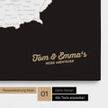 DACH-Karte als Pinnwand Leinwand in Light Black mit Personalisierung und Eindruck mit deinem Namen