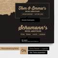 Pinnwand Leinwand einer DACH-Karte in Sonar Black (Schwarz-Gold) mit Personalisierung als Logo mit Familiennamen
