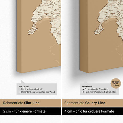 DACH Region Map TRAVEL® Push Pin Canvas – Treasure Gold