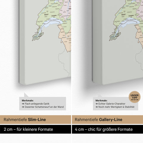 Political DACH Region Map TRAVEL® Push Pin Canvas – Multicolor Atlas