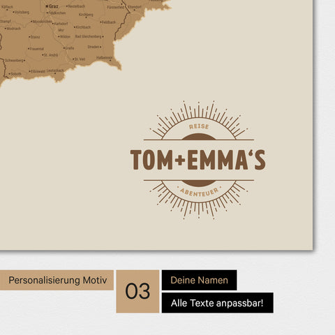 DACH Region Map TRAVEL® Premium Poster – in 21 colors