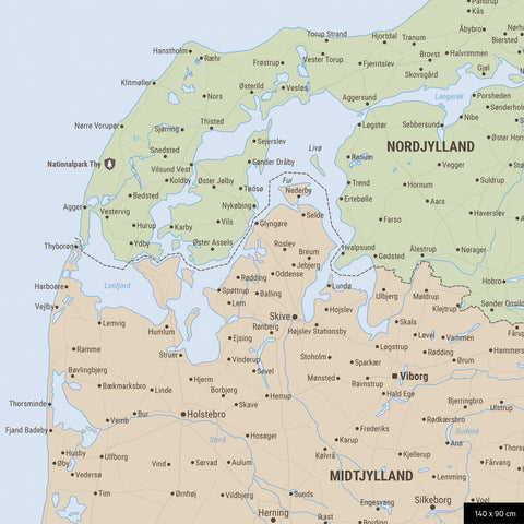 Politische Dänemark-Karte TRAVEL® Pinn-Leinwand – Multicolor Atlas