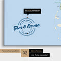 Personalisierte Dänemark-Karte als Pinn-Leinwand in Multicolor Classic mit eingedruckten Namen und einer Legende zur Markierung von besuchten Orten
