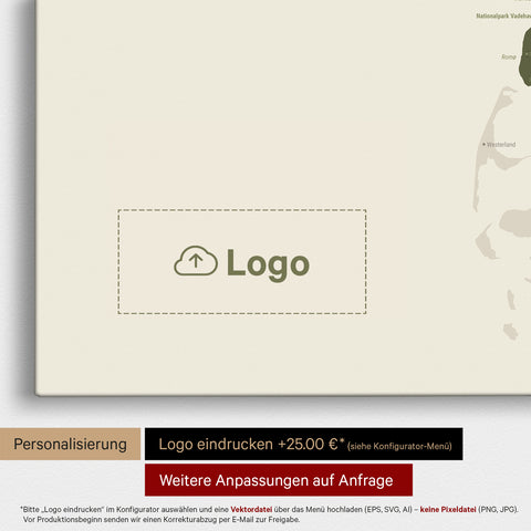 Dänemark-Karte TRAVEL® Pinn-Leinwand – Olive Green