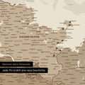 Detail einer Deutschland-Karte als Pinn-Leinand in Multicolor Brown mit Pins in Schleswig-Holstein