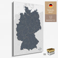 Magnetische Deutschland-Karte in Denim Blue als Magnetboard zum Pinnen und Markieren von Reisezielen kaufen