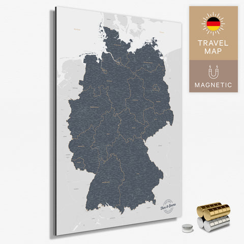 Magnetische Deutschland-Karte in Denim Blue als Magnetboard zum Pinnen und Markieren von Reisezielen kaufen