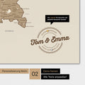 Personalisierte Deutschland-Magnetkarte in Multicolor Brown mit eingedruckten Namen und einer Legende zur Markierung von besuchten Orten