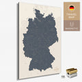 Magnetische Deutschland-Karte in Navy Light als Magnetboard zum Pinnen und Markieren von Reisezielen kaufen