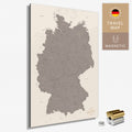 Magnetische Deutschland-Karte in Warmgray (Braun-Grau) als Magnetboard zum Pinnen und Markieren von Reisezielen kaufen