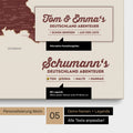 Pinnwand Leinwand einer Deutschland-Karte in Bordeaux Rot mit Personalisierung als Logo mit Familiennamen