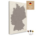 Deutschland-Karte in Warmgray (Braun-Grau) als Pinnwand Leinwand zum Pinnen und Markieren von Reisezielen kaufen