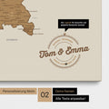 Pinnwand Leinwand einer Deutschlandkarte in Farbe Bronze mit personalisiertem Eindruck von Namen und einer Legende zum Markieren