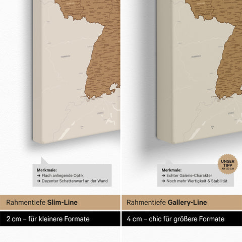 Germany Map TRAVEL® Push Pin Canvas – Bronze