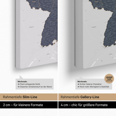 Germany Map TRAVEL® Push Pin Canvas – Denim Blue