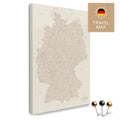 Deutschland-Karte in Gold als Pinnwand Leinwand zum Pinnen und Markieren von Reisezielen kaufen