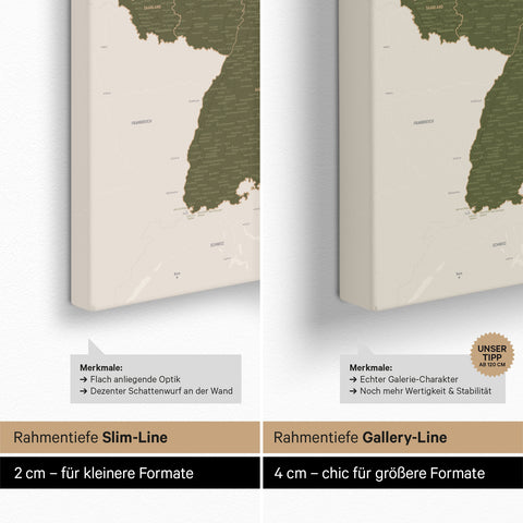 Germany Map TRAVEL® Push Pin Canvas – Olive Green