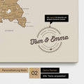Pinnwand Leinwand einer Deutschlandkarte in Farbe Multicolor Beige mit personalisiertem Eindruck von Namen und einer Legende zum Markieren