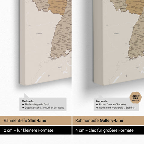 Germany Map TRAVEL® Push Pin Canvas – Multicolor Beige