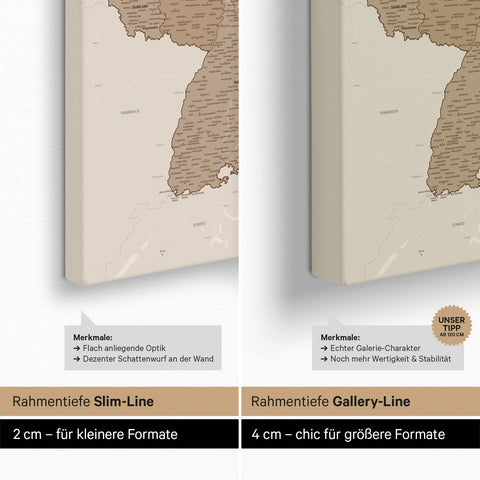 Germany Map TRAVEL® Push Pin Canvas – Multicolor Brown