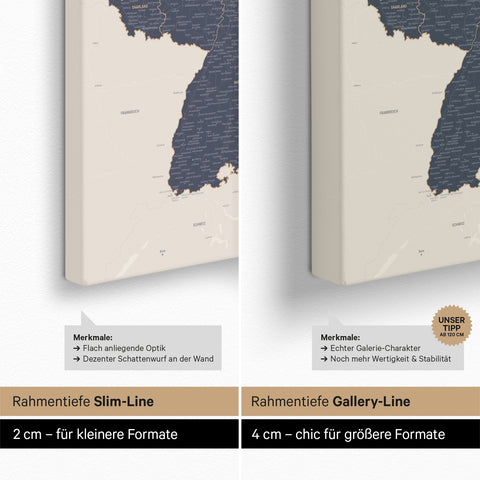 Germany Map TRAVEL® Push Pin Canvas – Navy Light