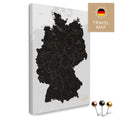 Deutschland-Karte in Light Black (Weiß Schwarz) als Pinnwand Leinwand zum Pinnen und Markieren von Reisezielen kaufen