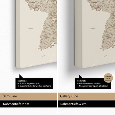 Germany Map ZIP® (ZIP-Codes 1-2-3-digit) Push Pin Canvas – Desert Sand