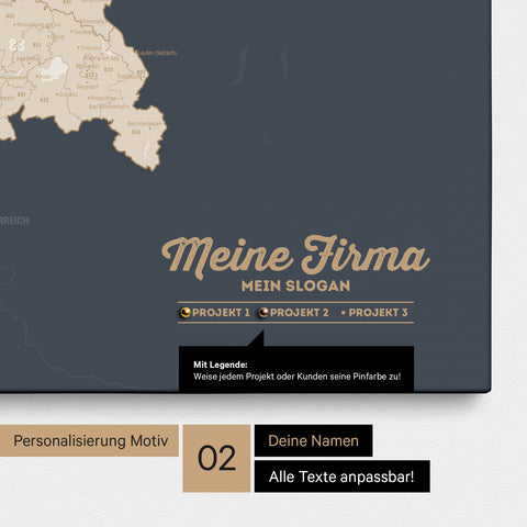 Germany Map ZIP® (ZIP-Codes 1-2-3-digit) Push Pin Canvas – Hale Navy