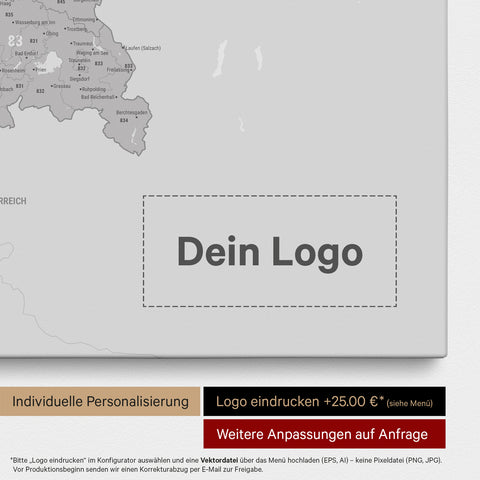 Germany Map ZIP® (ZIP-Codes 1-2-3-digit) Push Pin Canvas – Coolgray