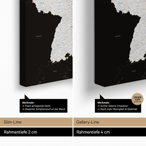 Germany Map ZIP® (ZIP-Codes 1-2-3-digit) Push Pin Canvas – Dark Black