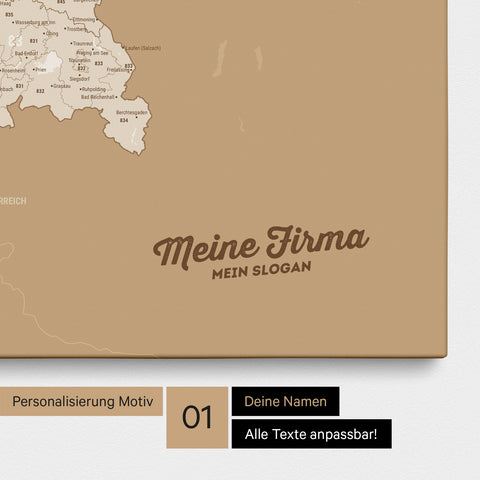 Germany Map ZIP® (ZIP-Codes 1-2-3-digit) Push Pin Canvas – Treasure Gold