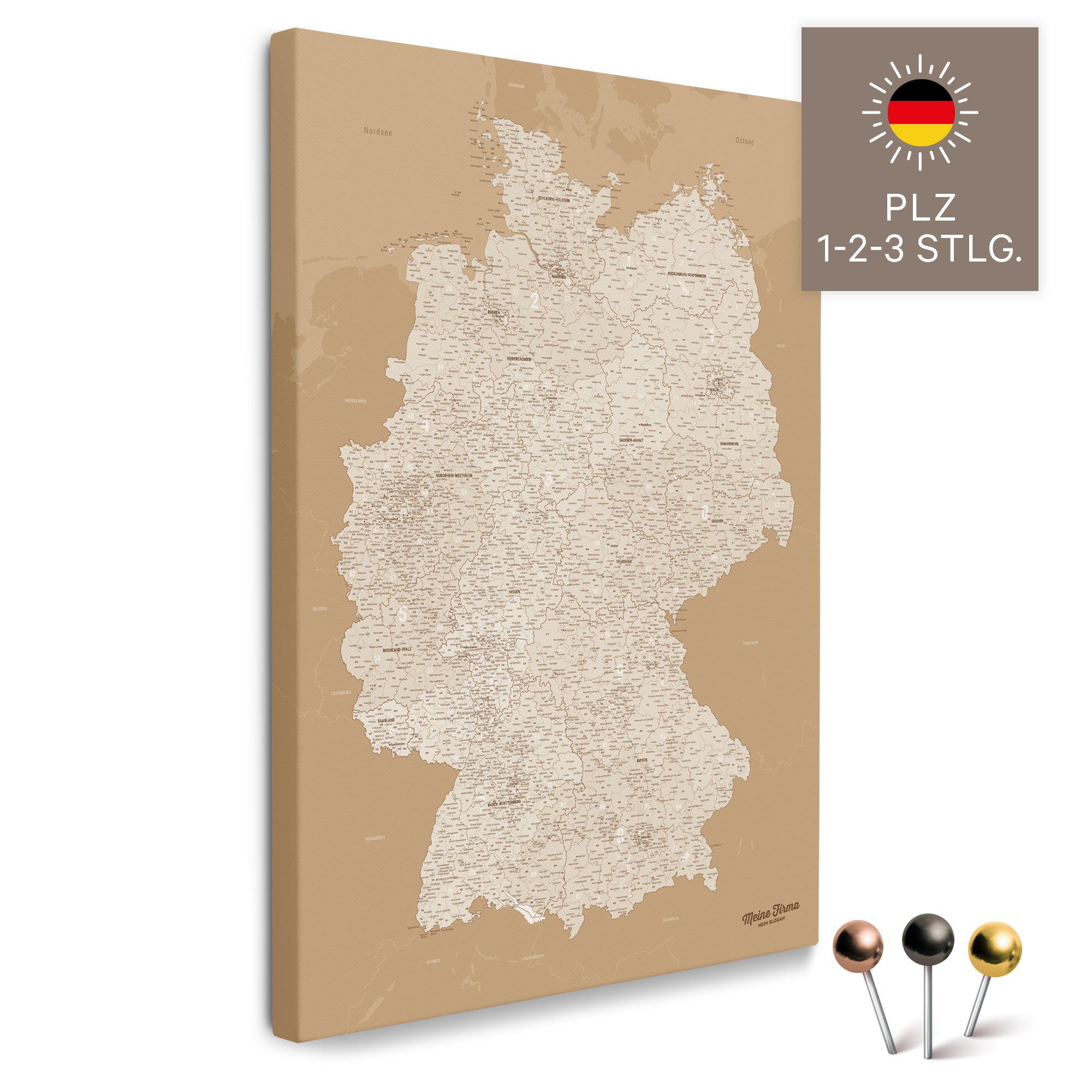Germany Map with 1-2-3 Digit Postal Codes – Treasure Gold – Breuers ...