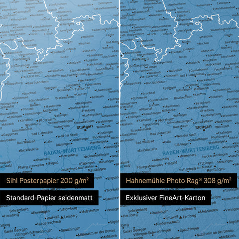 Germany Map TRAVEL® Premium Poster – Blue