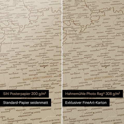 Duitsland-kaart TRAVEL® Premium Poster – Woestijnzand (Beige)