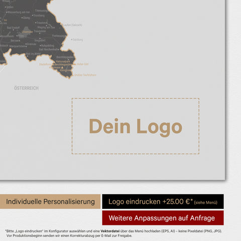 Deutschland-Karte als Poster in Light Gray mit Eindruck eines Firmenlogos