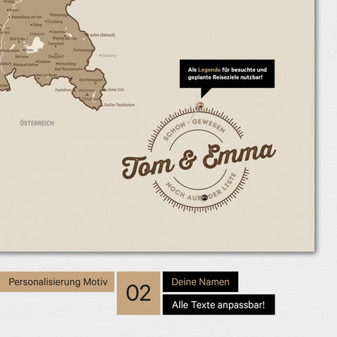 Germany Map TRAVEL® Premium Poster – Multicolor Brown