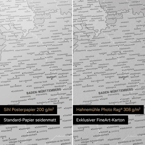 Germany Map TRAVEL® Premium Poster – Multicolor Gray