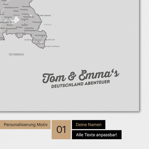 Germany Map TRAVEL® Premium Poster – Multicolor Gray