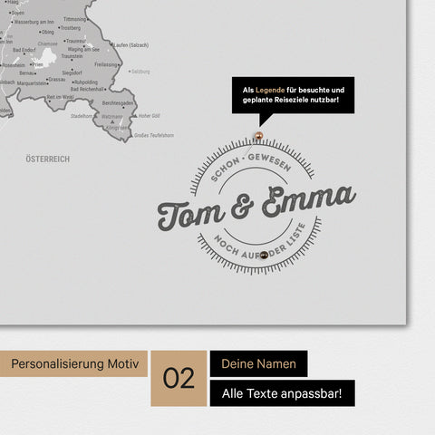 Germany Map TRAVEL® Premium Poster – Multicolor Gray