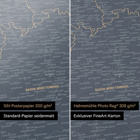 Duitsland-kaart TRAVEL® Premium Poster – Navy Light