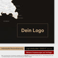 Deutschland-Karte als Poster in Schwarz-Weiss mit Eindruck eines Firmenlogos